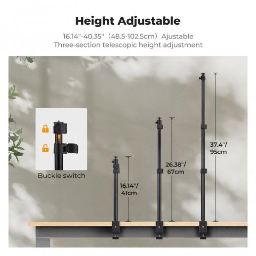 K&F Concept 37- 90cm C-Clamp Desktop Stand (2-Pack) Adjustable Camera & Phone