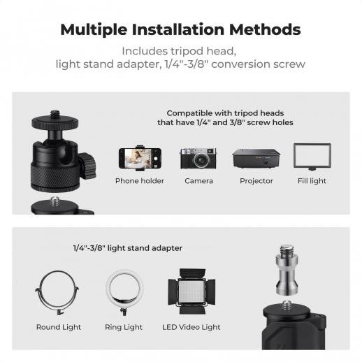 K&F Concept 37- 90cm C-Clamp Desktop Stand (2-Pack) Adjustable Camera & Phone