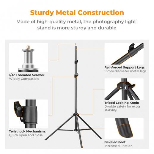 K&F Concept Light Stand for Photography 9.1ft/2.8M Portable Extendable Photo Video Tripod Stand