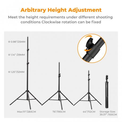 K&F Concept Light Stand for Photography 9.1ft/2.8M Portable Extendable Photo Video Tripod Stand