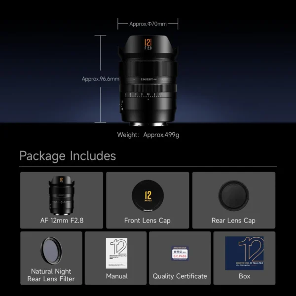 Brightin Star AF 12mm F2.8 Full Frame Ultra Wide Angle Auto Focus Lens